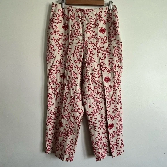 Talbots Floral Linen High Rise Ankle Cropped pants - Picture 2 of 9